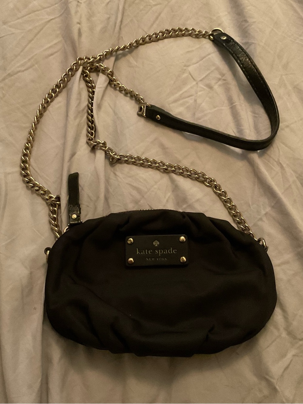 Kate Spade Y2K Ruched Nylon Black Puff Shoulder Bag Rare Minimalist Revival